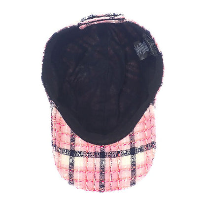 Chanel Coco Mark Tweed Aaa008_b16357_nx209 Cap Hat Cotton Pink Silver Hardware