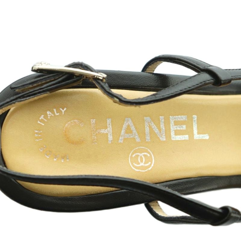 Chanel Camellias Ring Bag Sandals 34.5 21.5cm (8.46in) Black 94305 MI - OS