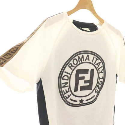 Fendi Zucca Pattern Logo Short Sleeve T-shirt Cut And Sewn 12A White Black