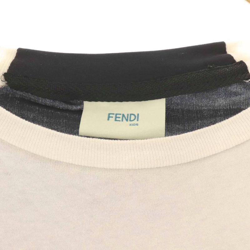 Fendi Zucca Pattern Logo Short Sleeve T-shirt Cut And Sewn 12A White Black