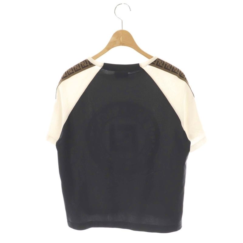 Fendi Zucca Pattern Logo Short Sleeve T-shirt Cut And Sewn 12A White Black