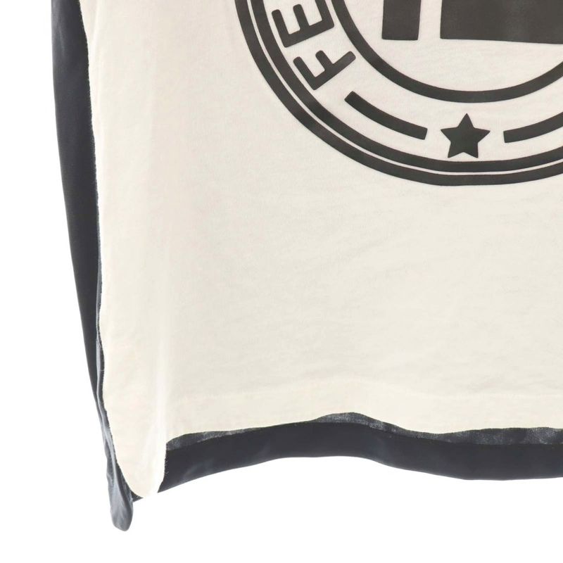 Fendi Zucca Pattern Logo Short Sleeve T-shirt Cut And Sewn 12A White Black