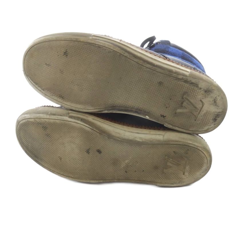 Louis Vuitton Check Switch High Cut Sneakers 7.5 Black Blue