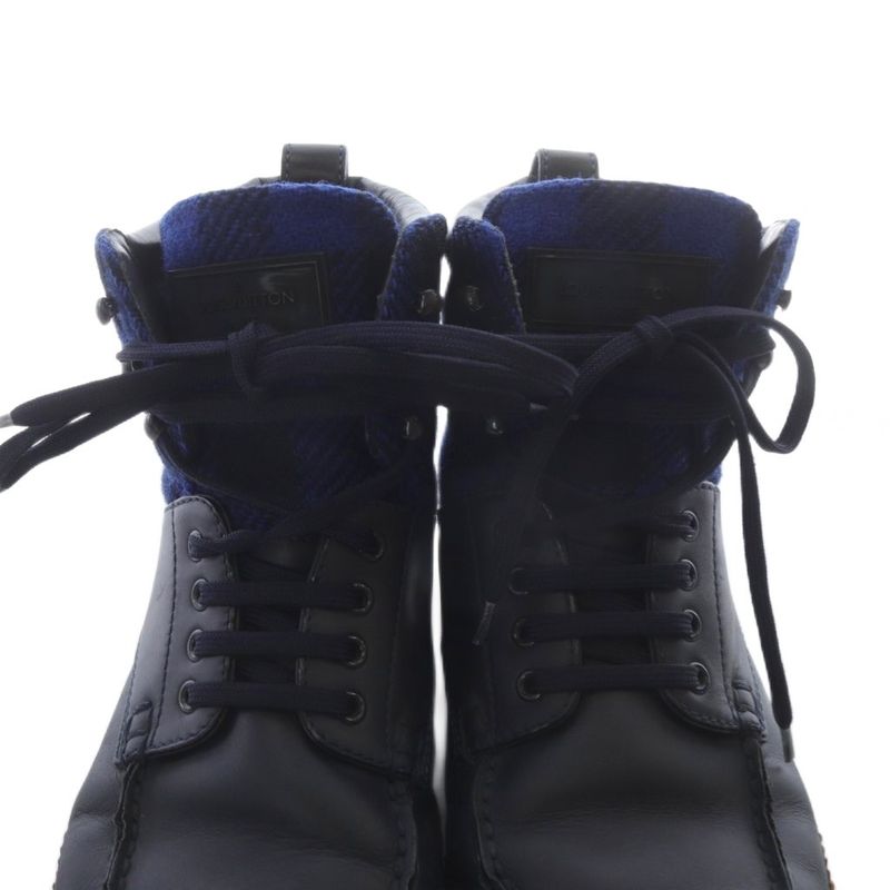 Louis Vuitton Check Switch High Cut Sneakers 7.5 Black Blue