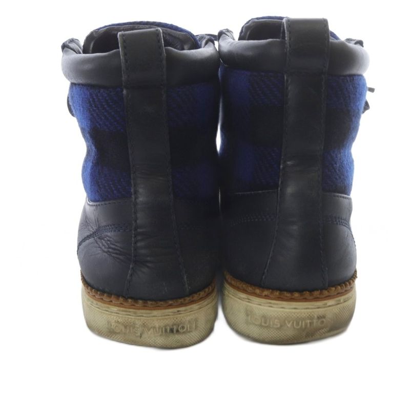 Louis Vuitton Check Switch High Cut Sneakers 7.5 Black Blue