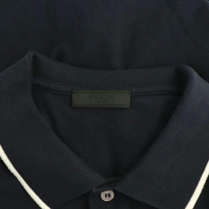 Prada Sjn256 Deer Fleece Rubber Logo Polo Shirt Short Sleeves XXL Navy White ES