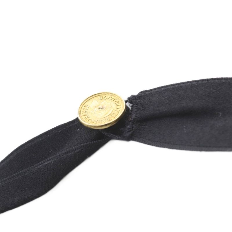 Chanel Ribbon Tie Choker Necklace Black