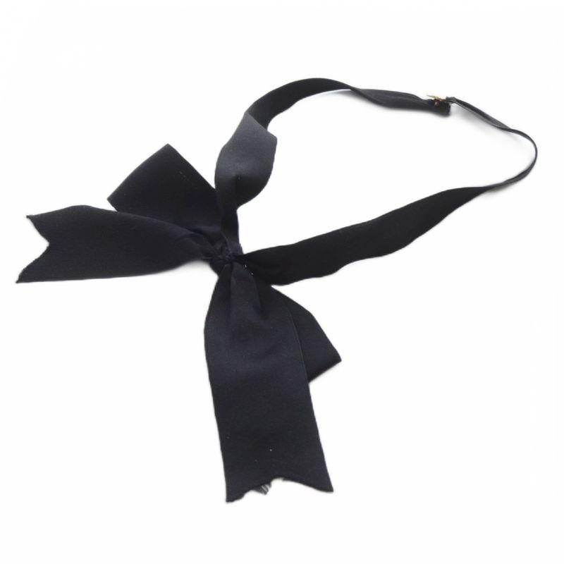 Chanel Ribbon Tie Choker Necklace Black