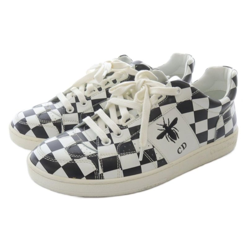 Christian DIOR D-bee Checker Sneakers Leather 35 White Black