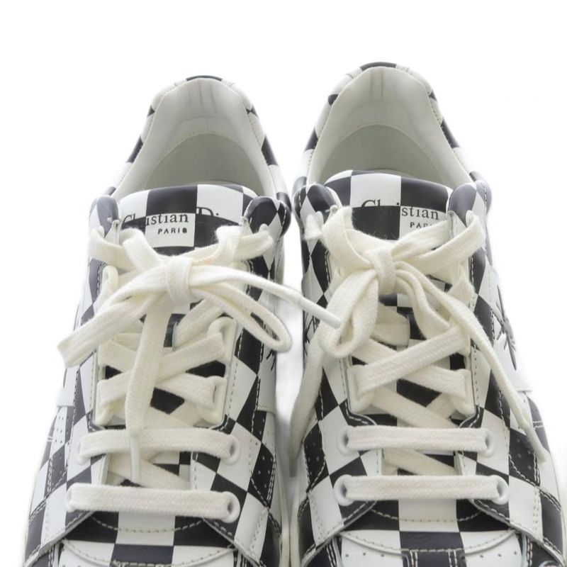 Christian DIOR D-bee Checker Sneakers Leather 35 White Black