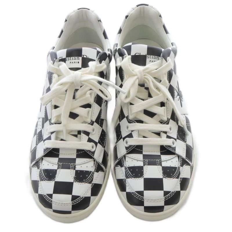 Christian DIOR D-bee Checker Sneakers Leather 35 White Black