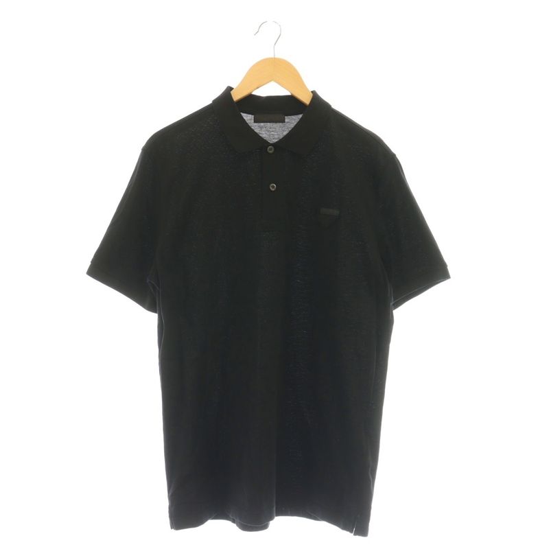 Prada Piquet Pique Short Sleeve Polo Shirt L Black Ujn444 DF - OS