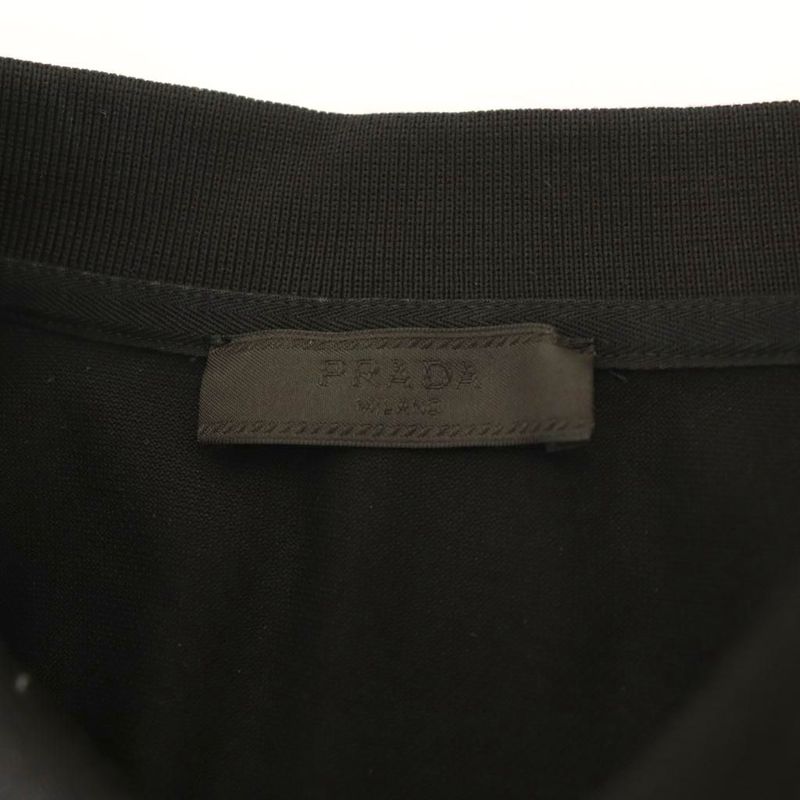 Prada Piquet Pique Short Sleeve Polo Shirt L Black Ujn444 DF - OS