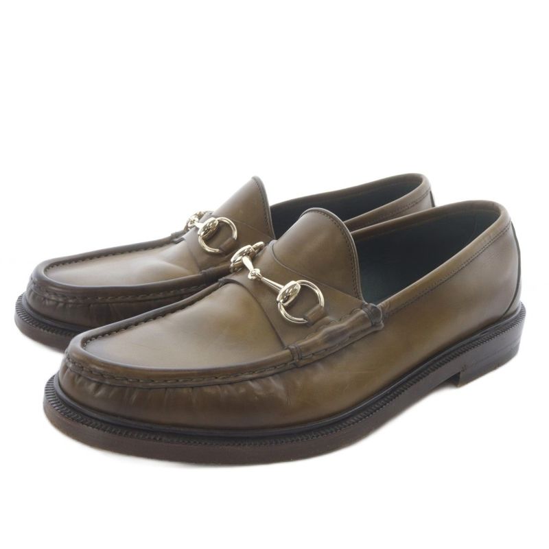 Gucci Horsebit Loafers Leather 5.5 Brown 273904
