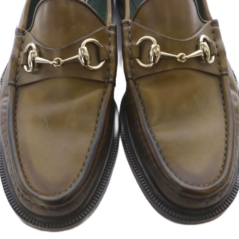 Gucci Horsebit Loafers Leather 5.5 Brown 273904