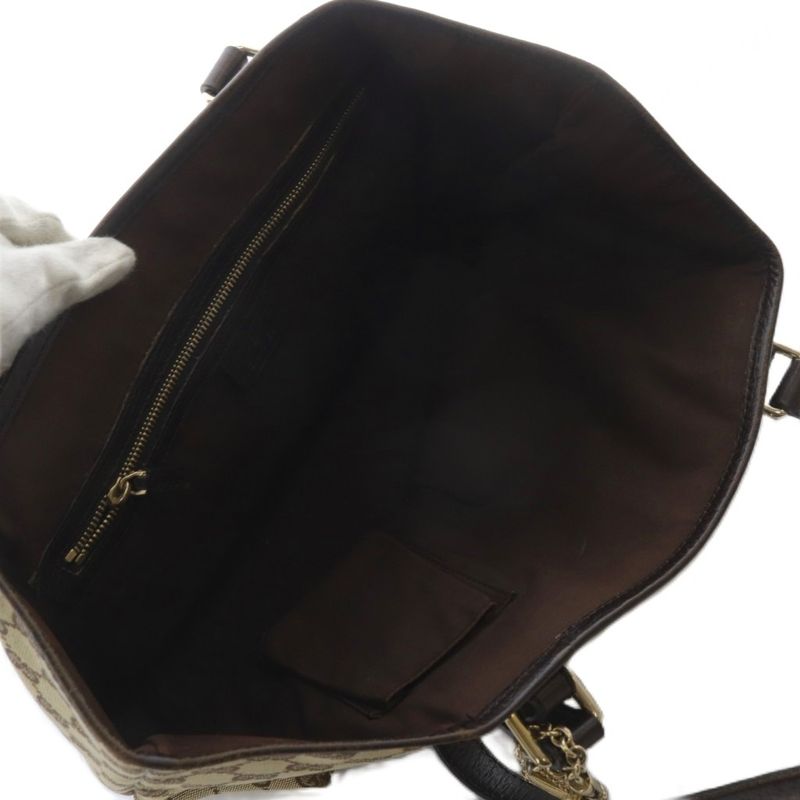 Gucci GG Canvas Sherry Line Tote Handbag Brown