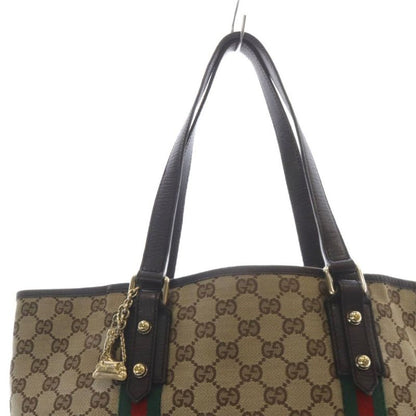Gucci GG Canvas Sherry Line Tote Handbag Brown