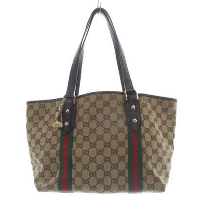 Gucci GG Canvas Sherry Line Tote Handbag Brown