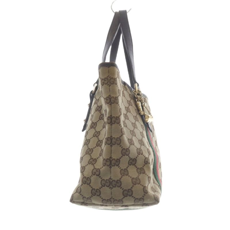 Gucci GG Canvas Sherry Line Tote Handbag Brown