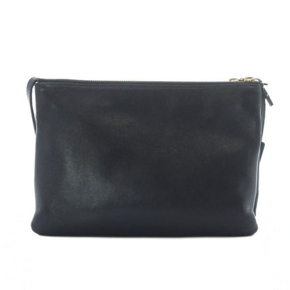 Celine Trio Large Shoulder Bag Pochette Leather Genuine Leather Black 171453 -