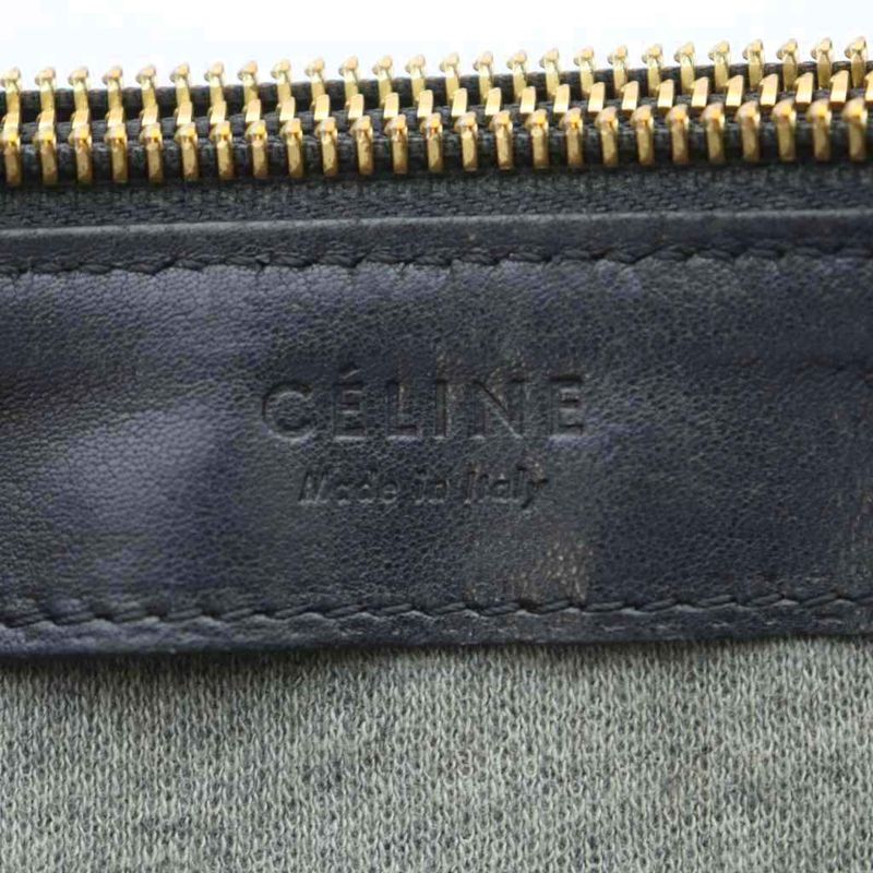 Celine Trio Large Shoulder Bag Pochette Leather Genuine Leather Black 171453 -