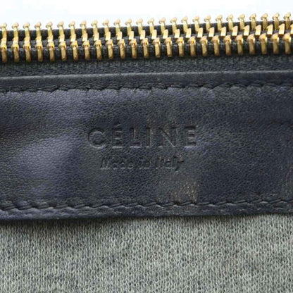 Celine Trio Large Shoulder Bag Pochette Leather Genuine Leather Black 171453 -