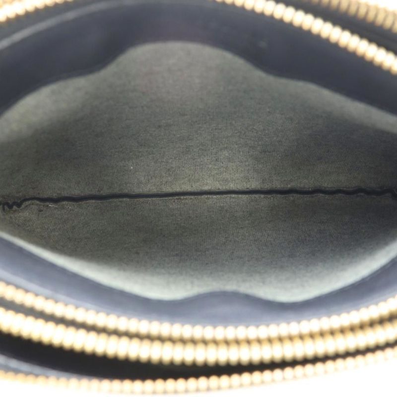 Celine Trio Large Shoulder Bag Pochette Leather Genuine Leather Black 171453 -