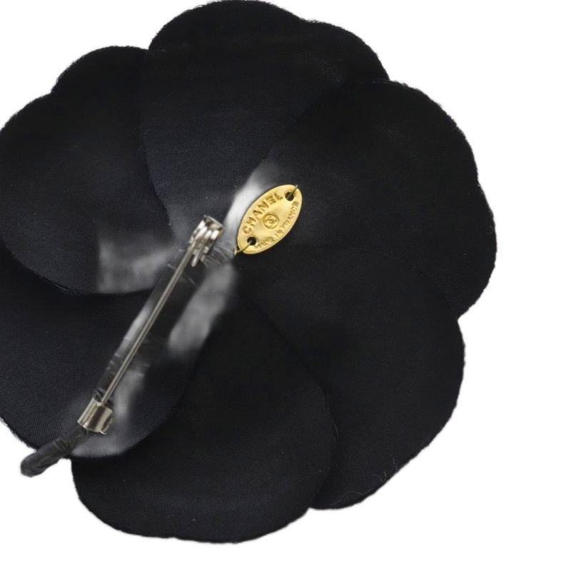 Chanel Camellia Corsage Brooch Black