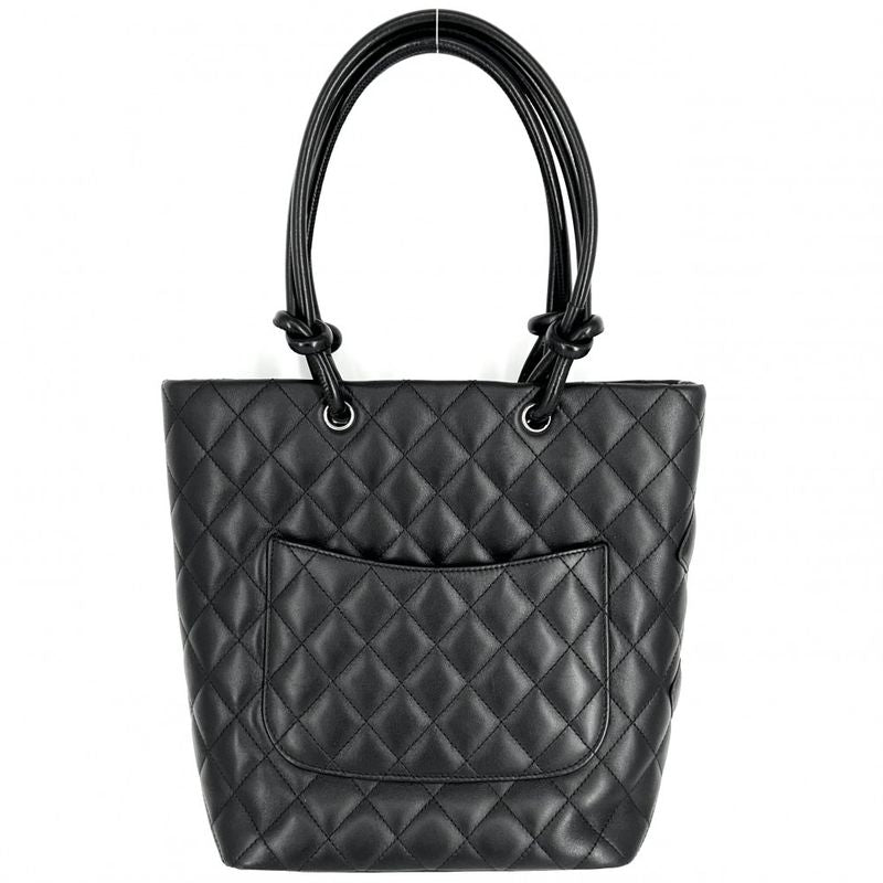 Chanel Tote Bag Women's Cambon Line Handbag Coco Mark Chanel Lambskin Black
