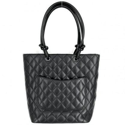 Chanel Tote Bag Women's Cambon Line Handbag Coco Mark Chanel Lambskin Black