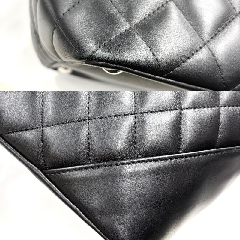 Chanel Tote Bag Women's Cambon Line Handbag Coco Mark Chanel Lambskin Black