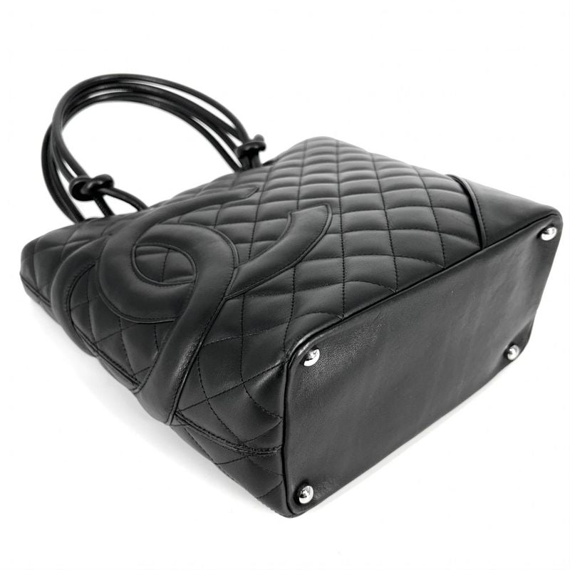 Chanel Tote Bag Women's Cambon Line Handbag Coco Mark Chanel Lambskin Black