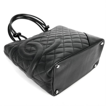 Chanel Tote Bag Women's Cambon Line Handbag Coco Mark Chanel Lambskin Black