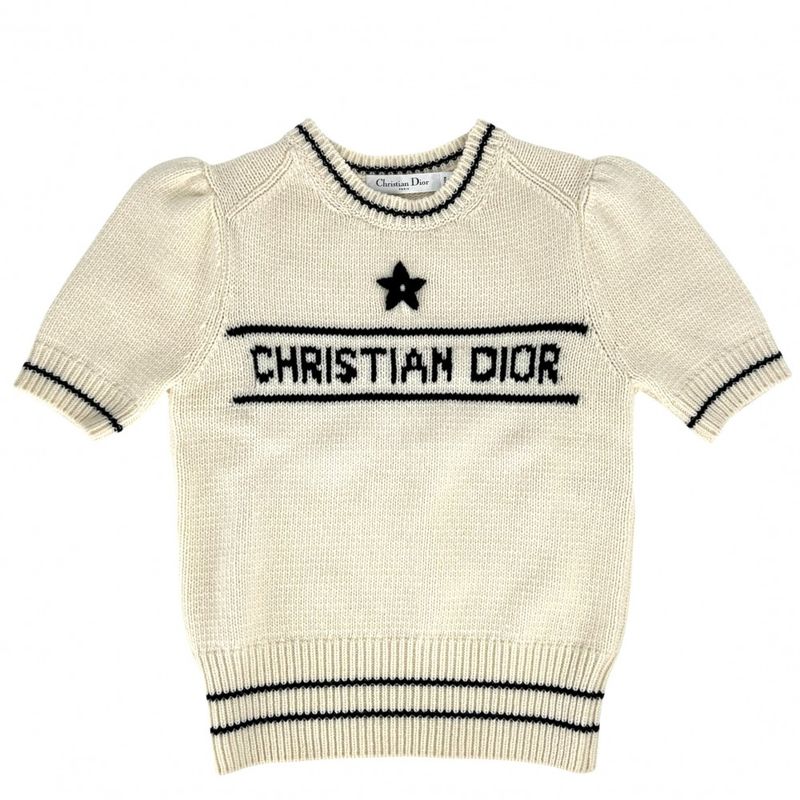 Christian Dior Knit Women's Short Sleeve Sweater Top Short Sleeve Apparel