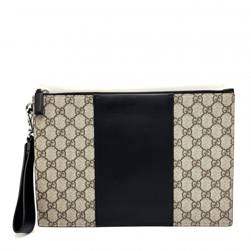 Gucci Clutch Bag Men Pouch Second Bag Gucci 495017 GG Supreme Canvas Leather