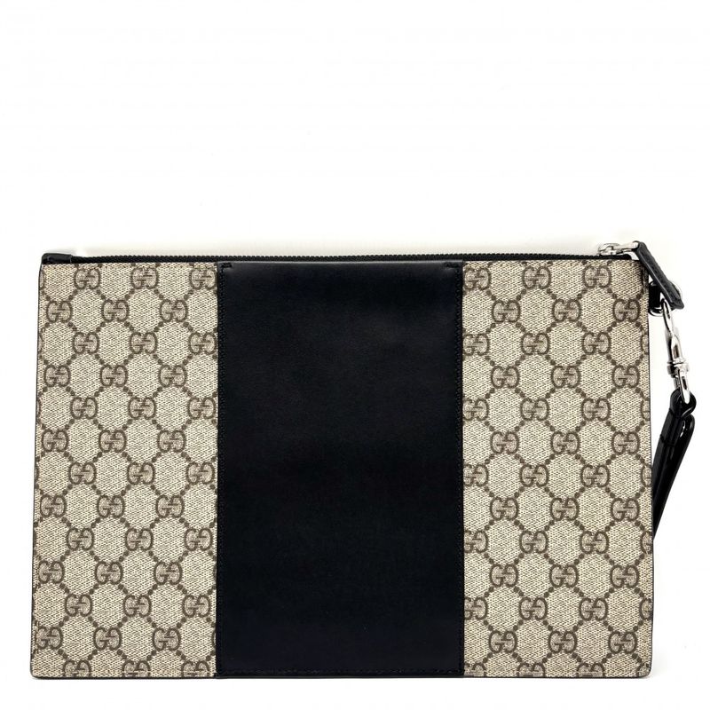 Gucci Clutch Bag Men Pouch Second Bag Gucci 495017 GG Supreme Canvas Leather