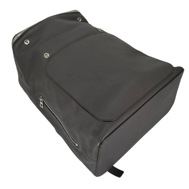 Loewe Backpack Men's Anagram Goya Backpack Loewe Leather Gray Silver Hardware
