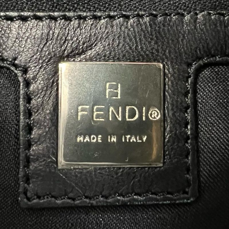 Fendi Handbag Women's Mamma Bucket Shoulder Fendi Leather Black Silver Hardware