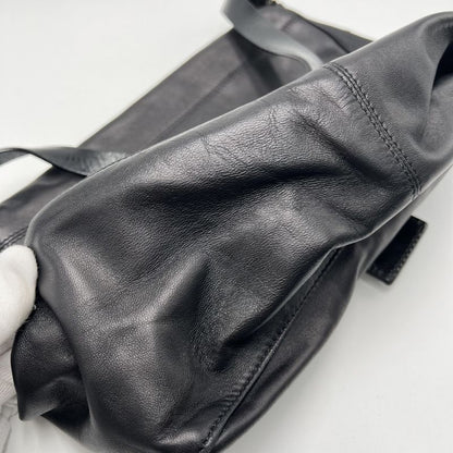 Fendi Handbag Women's Mamma Bucket Shoulder Fendi Leather Black Silver Hardware