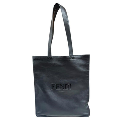 Fendi Flat Shopping Bag Tote Leather 7va538 Black Men's Fendi Preowned Fendi