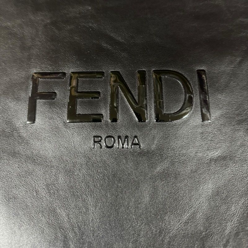 Fendi Flat Shopping Bag Tote Leather 7va538 Black Men's Fendi Preowned Fendi
