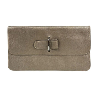 Hermes Stopper Chaine D'ancre Clutch Bag Leather Gold Ladies Hermes Preowned