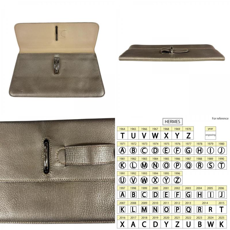 Hermes Stopper Chaine D'ancre Clutch Bag Leather Gold Ladies Hermes Preowned