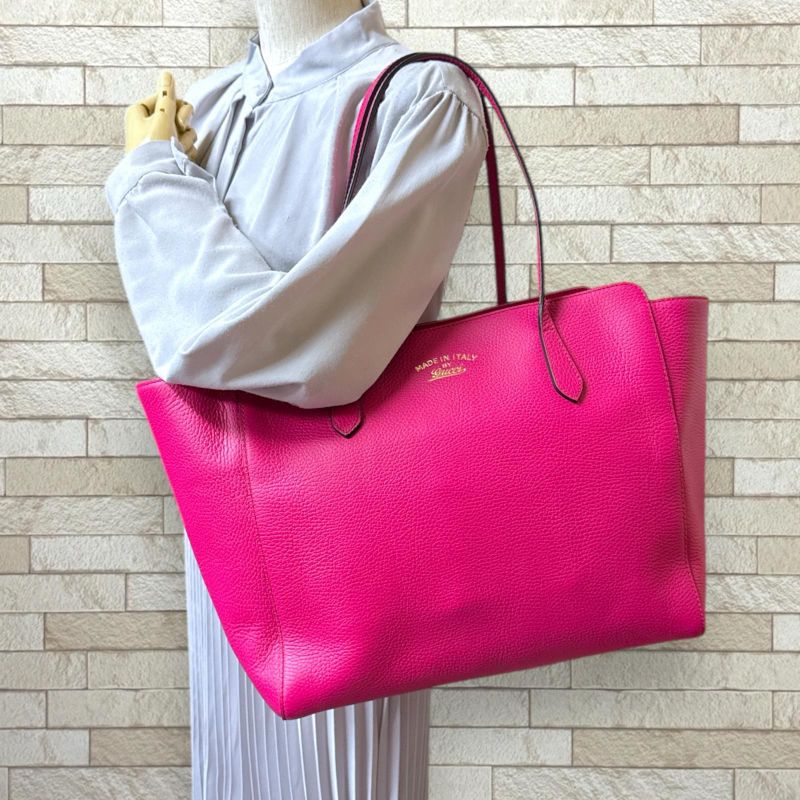 Gucci Swing Tote Bag Leather 354397 Pink Ladies Gucci Preowned Gucci