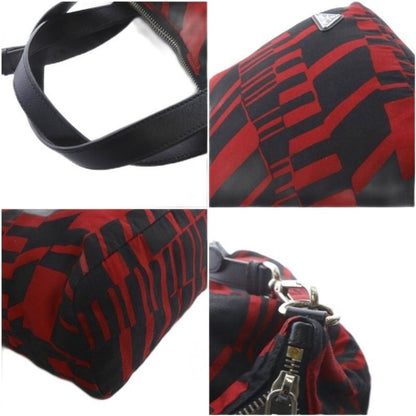 Prada Tote Shoulder Bag 2way Crossbody Triangle Logo Plate Red Black YO22 - OH