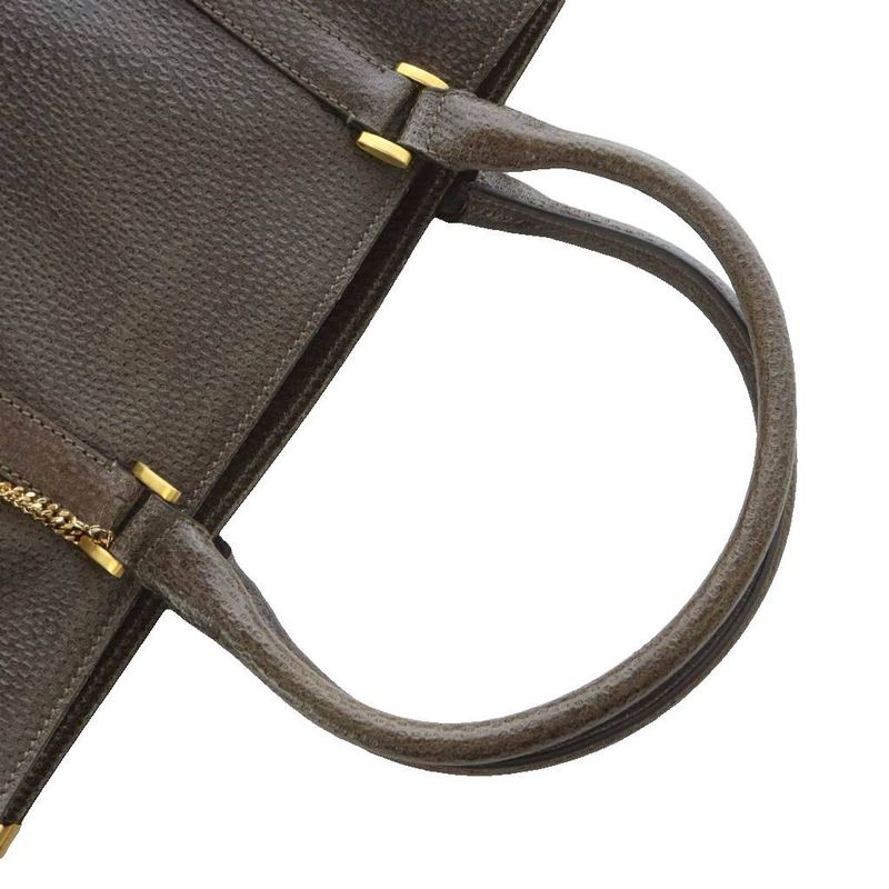 Fendi Tote Leather Genuine Leather Brown Square Plate 8bh228 RI - OS