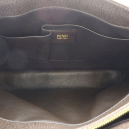 Fendi Tote Leather Genuine Leather Brown Square Plate 8bh228 RI - OS