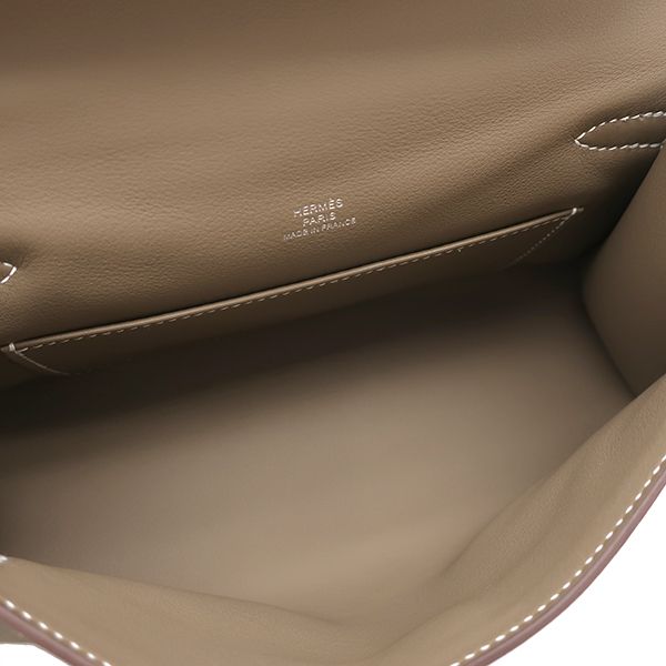 Hermes Handbag Pochette Kelly Mini Vorsluft Etoupe Silver Hardware Never Used