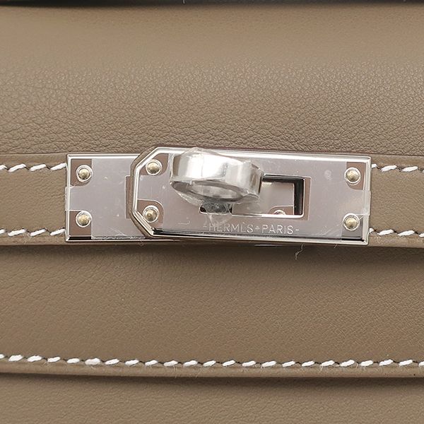 Hermes Handbag Pochette Kelly Mini Vorsluft Etoupe Silver Hardware Never Used