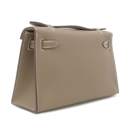 Hermes Handbag Pochette Kelly Mini Vorsluft Etoupe Silver Hardware Never Used
